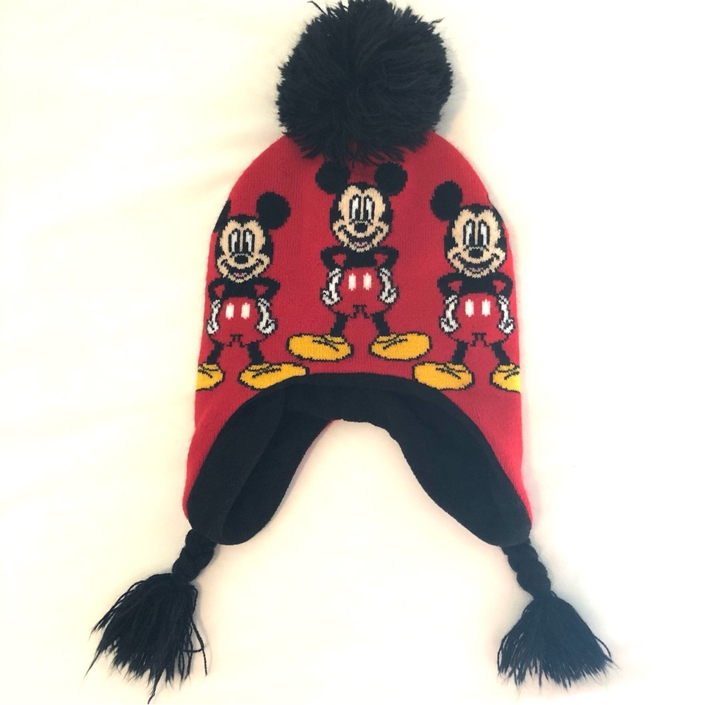 Disney Mickey Mouse Pom Pom Kids knit hat NWOT